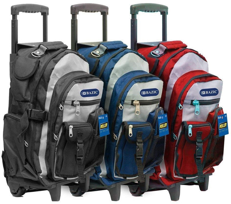 Bazic Two-Tone Rolling Backpack (Specify Color at Checkout), 18 inch