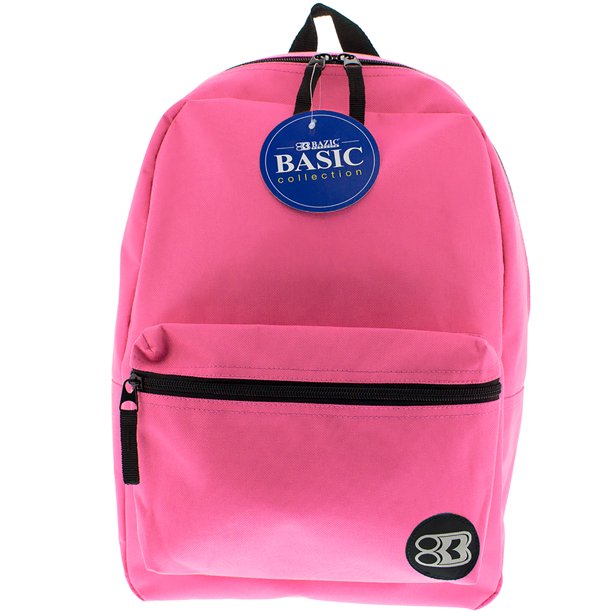 Bazic School Backpack For Students, Fuschia, 16 in , 1 pc