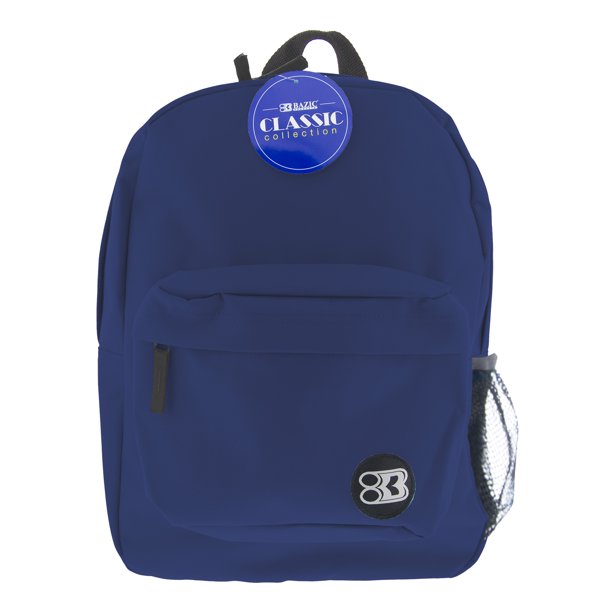 Bazic School Backpack For Students, Navy Blue, 17 in , 1 pc