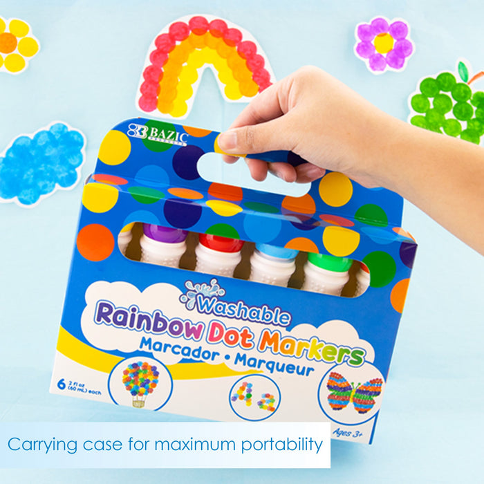 Bazic Washable Rainbow Dot Markers , 6 pcs