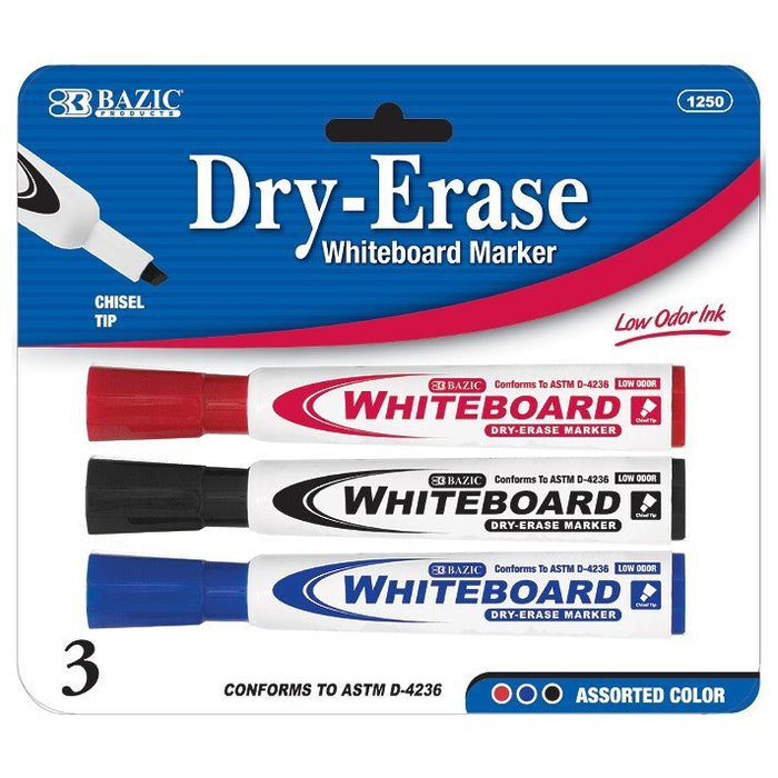 Bazic Dry-Erase Whiteboard Markers, 3 ct