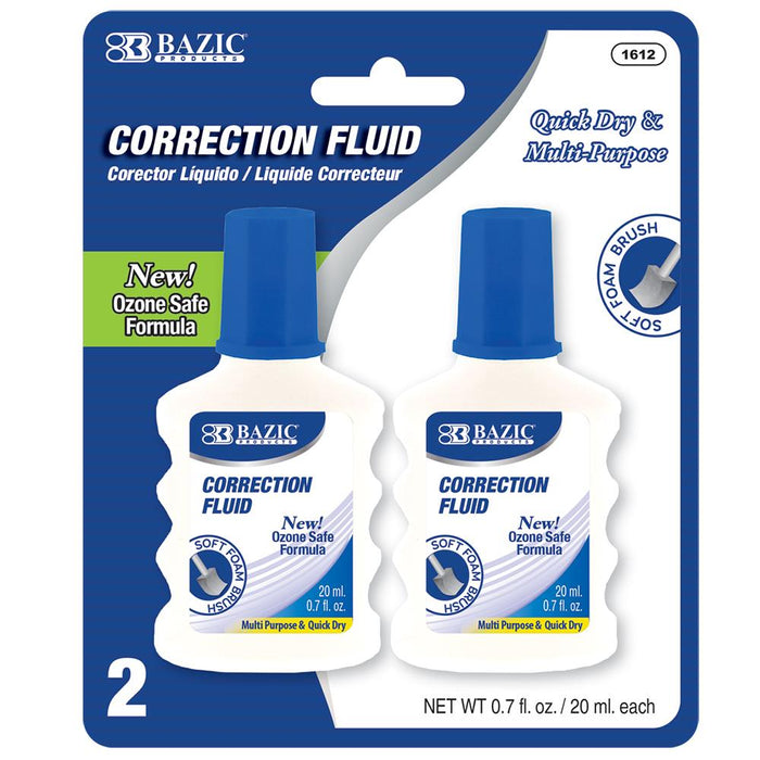 Bazic Correction Fluid With Foam Brush, 2-Pack , 2 pcs