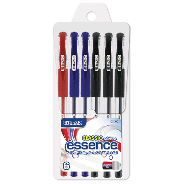 Bazic Essence Assorted Color Gel Pen, 6 pcs