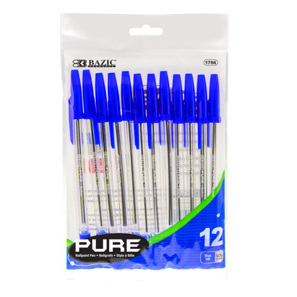 Bazic Pure Blue Pen, 12 pcs