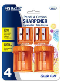 Bazic Pencil & Crayon Sharpener, 4 pcs