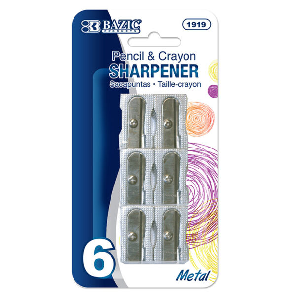 Bazic Metal Pencil Sharpener, 6 pcs