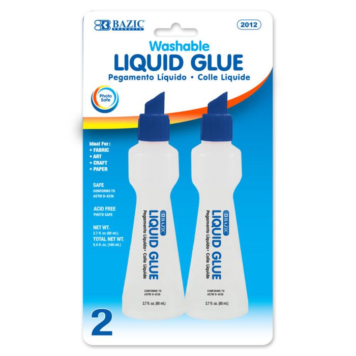 Bazic Washable Liquid Glue, 2 pcs