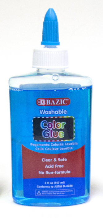 Bazic Clear Colored Washable Glue, 147 ml