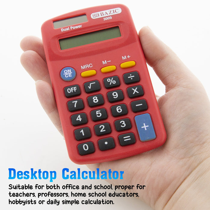 Bazic Size Pocket Calculator, 8-Digit Dual Power , 1 ct