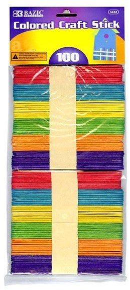 Bazic Colored Craft Sticks, 100 ct