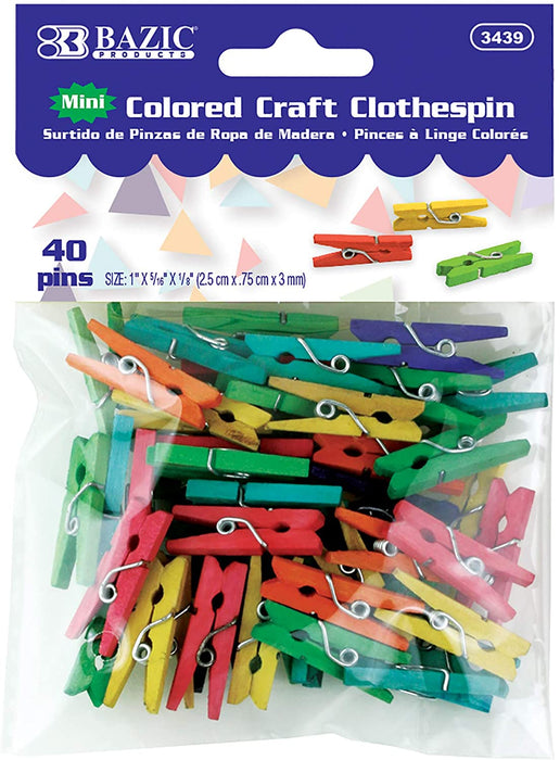 Bazic Colored Craft Clothespin , 50 pcs