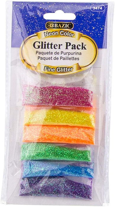 Bazic Neon Color Glitter Pack , 6 pcs