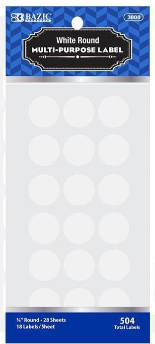 Bazic White Round Labels, 504 ct