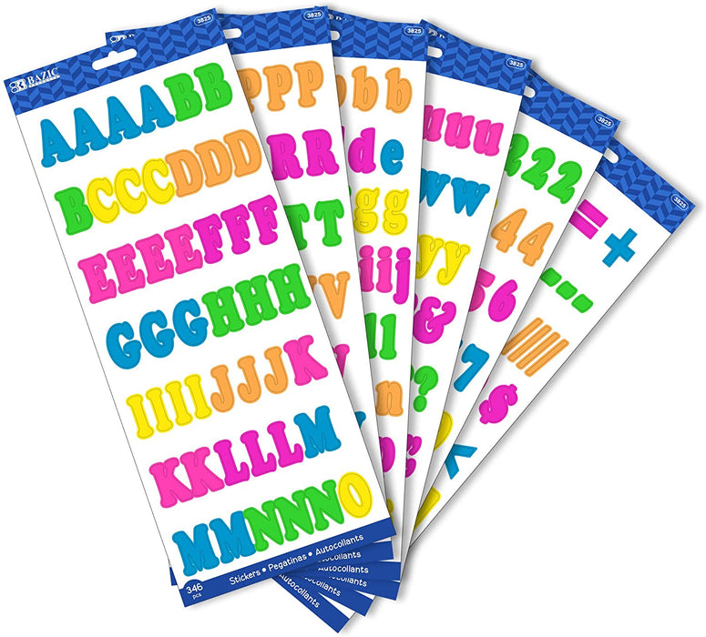 Bazic Color Alphabet & Number Stickers , 364 pcs