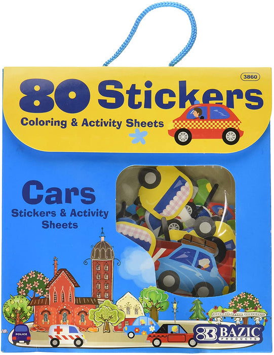 Bazic Cars Stickers & Activity Sheet , 80 pcs