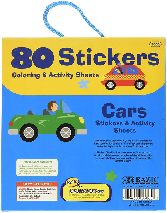 Bazic Cars Stickers & Activity Sheet , 80 pcs