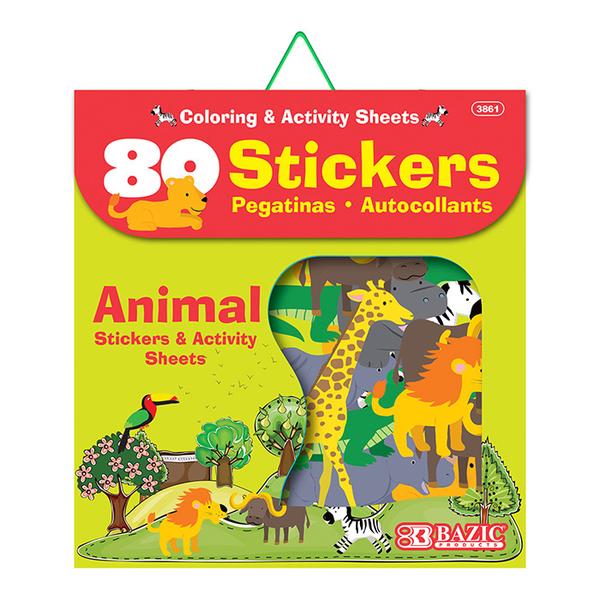 Bazic Animal Stickers & Activity Sheet, 80 pcs