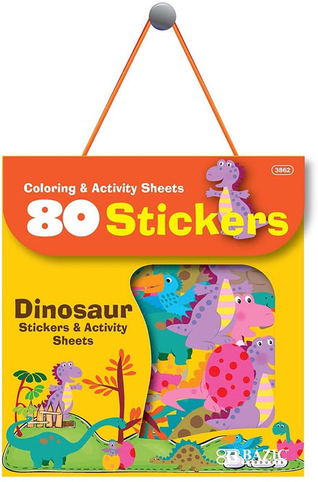 Bazic Dinosaur Stickers & Activity Sheet, 80 pcs