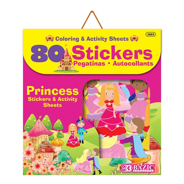 Bazic Princess Stickers & Activity Sheet, 80 pcs