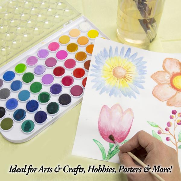 Bazic Washable Watercolors With Brush Set, #3914, 48 ct