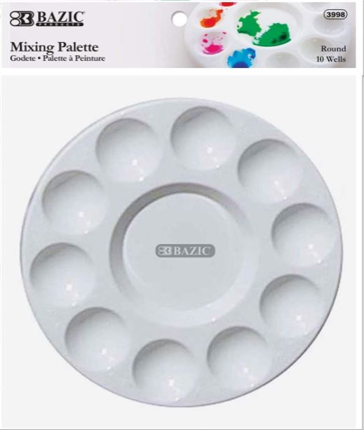 Bazic 10-Piece Round Paint Mixing Palette , 1 pc