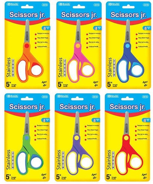 Bazic Soft Grip Blunt Tip Stainless Steel Scissor (Specify Color at Check Out), 5 inch