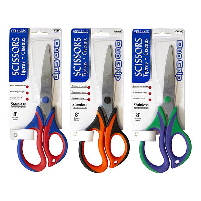 Bazic Office 8" Two-Tone Soft Grip Scissors , 1 pc