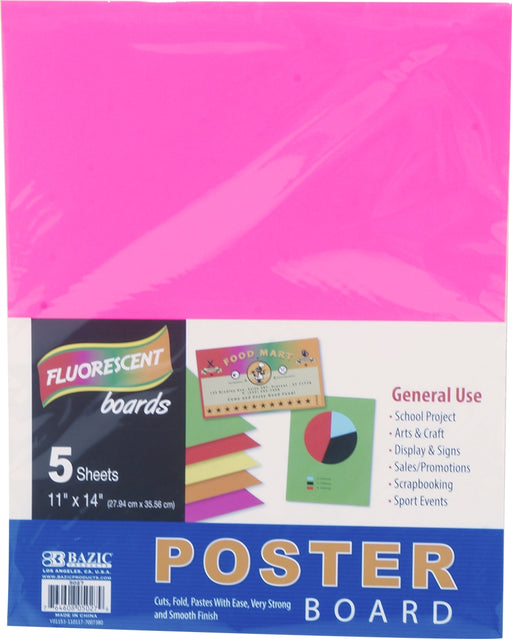 Bazic Fluorescent Poster Boards, 11 x 14 inch, 5 sheets