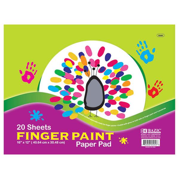 Bazic Finger Paint Paper Pad, 16" x 12" , 20 ct