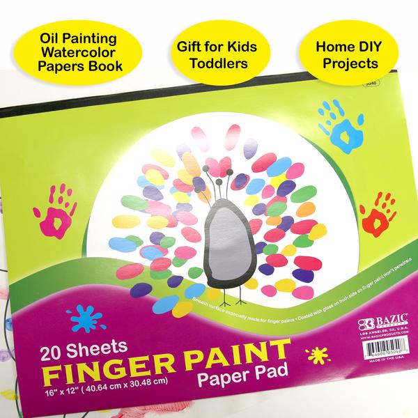 Bazic Finger Paint Paper Pad, 16" x 12" , 20 ct