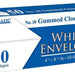 Bazic White Envelopes with Gummed Closure, No. 10, 50 ct