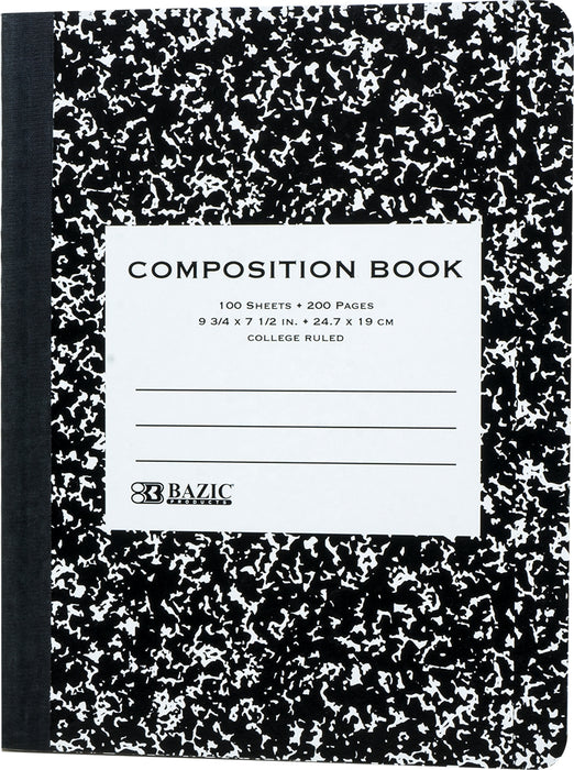 Bazic Compostion Book, College Ruled, 24.7 x 19 cm, Black, 100 sheets