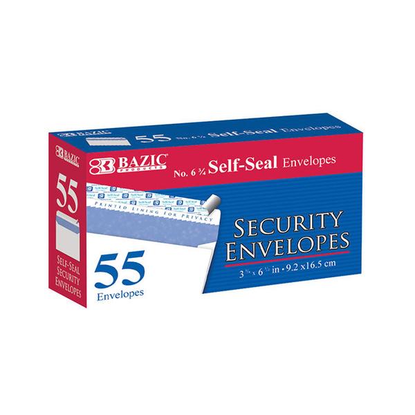 Bazic #6 3/4 Self-Seal Security Envelopes, 55 pcs