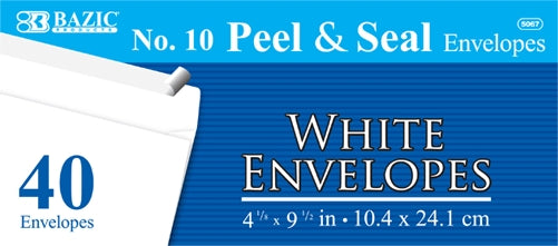 Bazic No 10 Self-Seal Envelopes, White, 40 ct