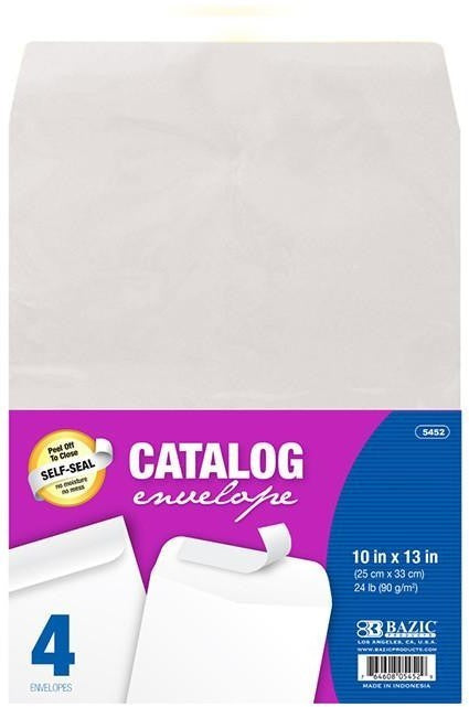 Bazic White Self-Seal Catalog Envelopes, 4 ct