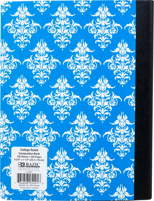 Bazic Composition Book, 24.7 x 19 cm, Patterned (Available in More Colors), 100 sheets