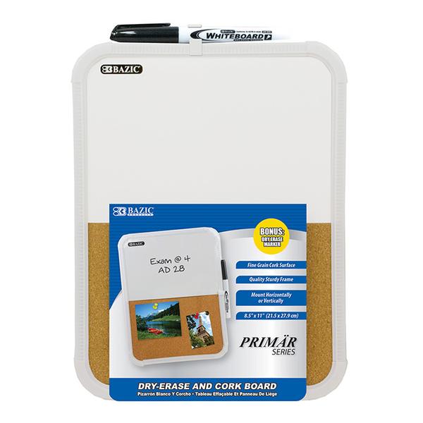 Bazic Erase/Cork Combo Board With Marker, 8.5" x 11", 1 pc