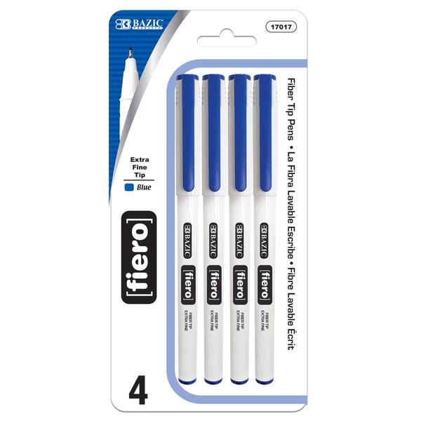 Bazic Fiero Blue Fiber Tip Fineliner Pens , 4 pcs