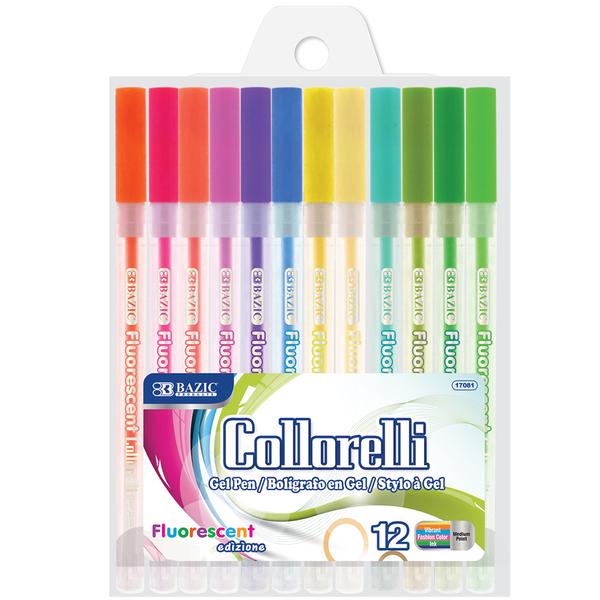 Bazic Collorelli Flourescent Color Gel Pens , 12 pcs