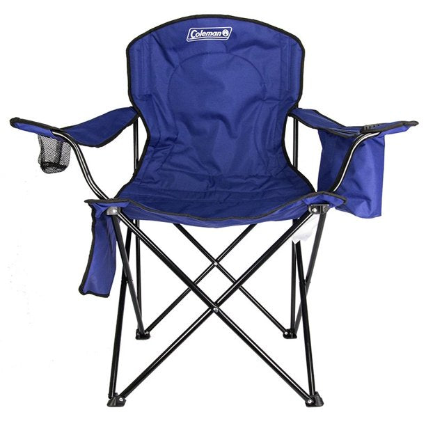 Coleman Cooler Quad Chair + Built-In Cooler & Cup Holder, Blue , 1 pc