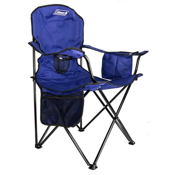 Coleman Cooler Quad Chair + Built-In Cooler & Cup Holder, Blue , 1 pc