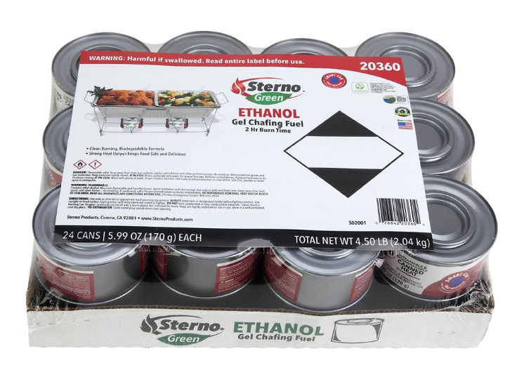 Sterno 2-Hour Ethanol Gel Canned Chafing Fuel, 24-Pack, 24 x 5.99 oz