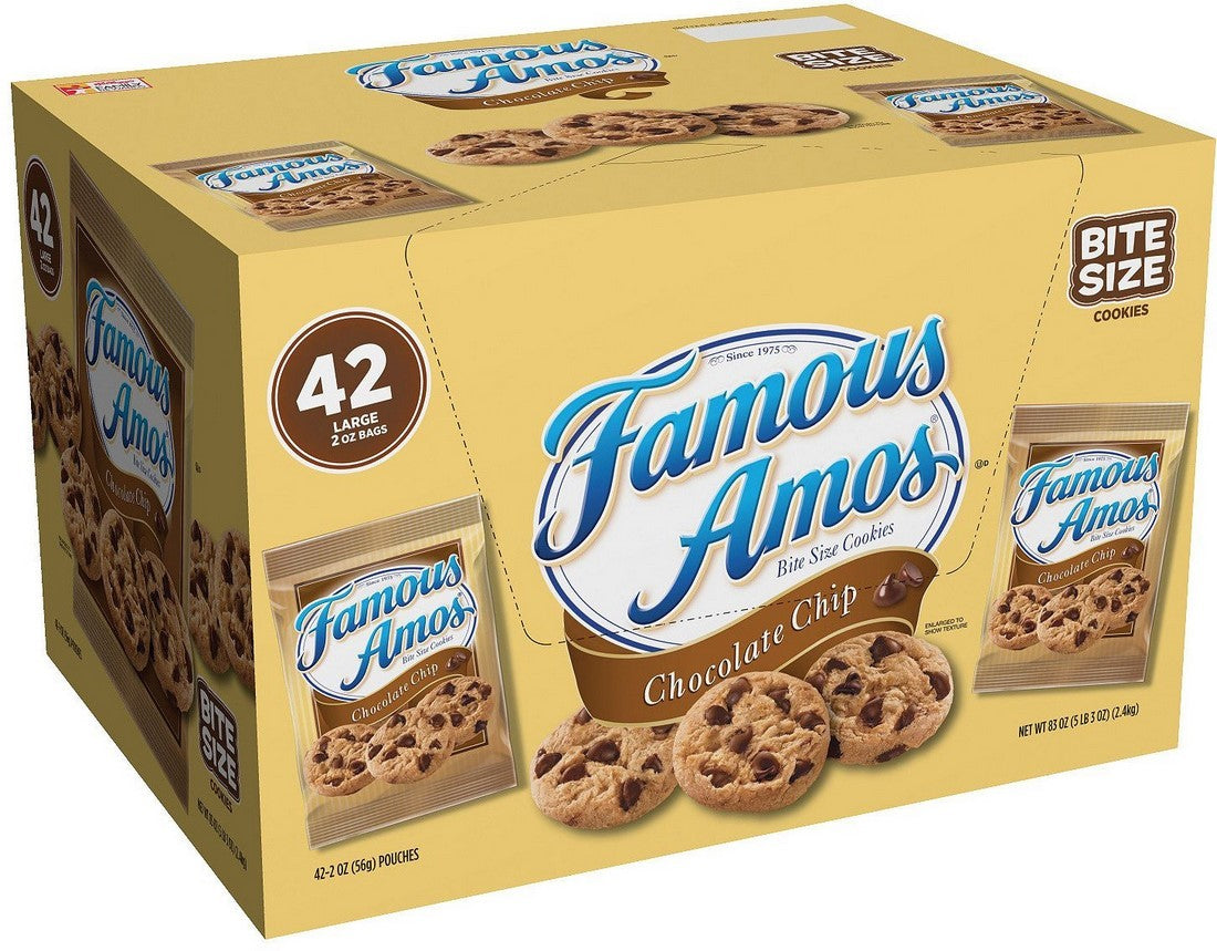 Famous Amos Chocolate Chip Cookies, Value Pack, 42 x 2 oz