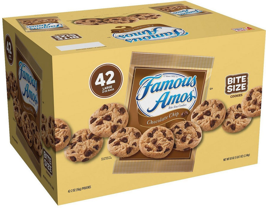 Famous Amos Chocolate Chip Cookies, Value Pack, 42 x 2 oz