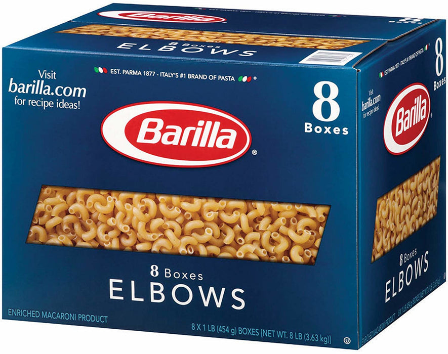 Barilla Elbows Pasta, 8-Pack, 8 x 1 lbs