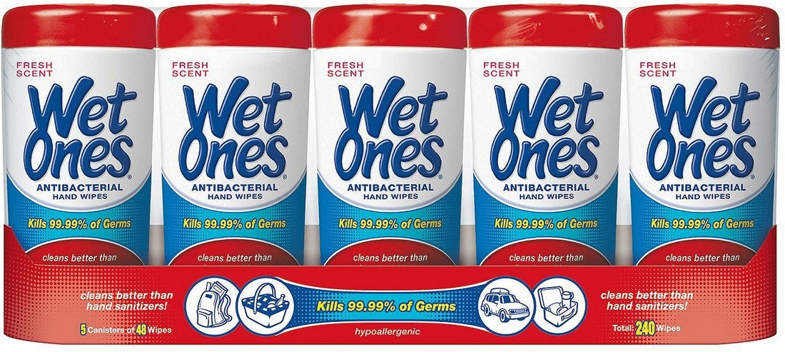 Wet Ones Anibacterial Hand Wipes Value Pack with Fresh Scent , 5 x 48 ct