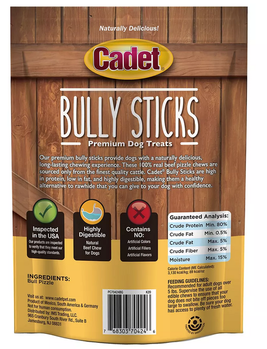 Cadet Real Beef Bully Sticks For Dogs , 8 oz