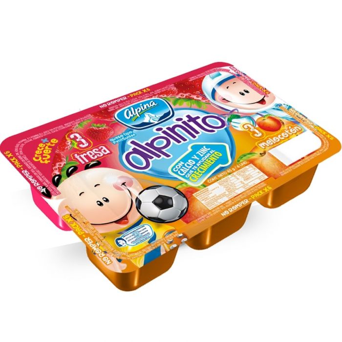 Alpina Strawberry & Peach Cheese Snack For Kids , 6 x 45 gr