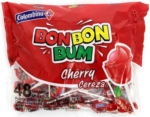 Colombina Bon Bon Bum Cherry Lollipops, 48 ct