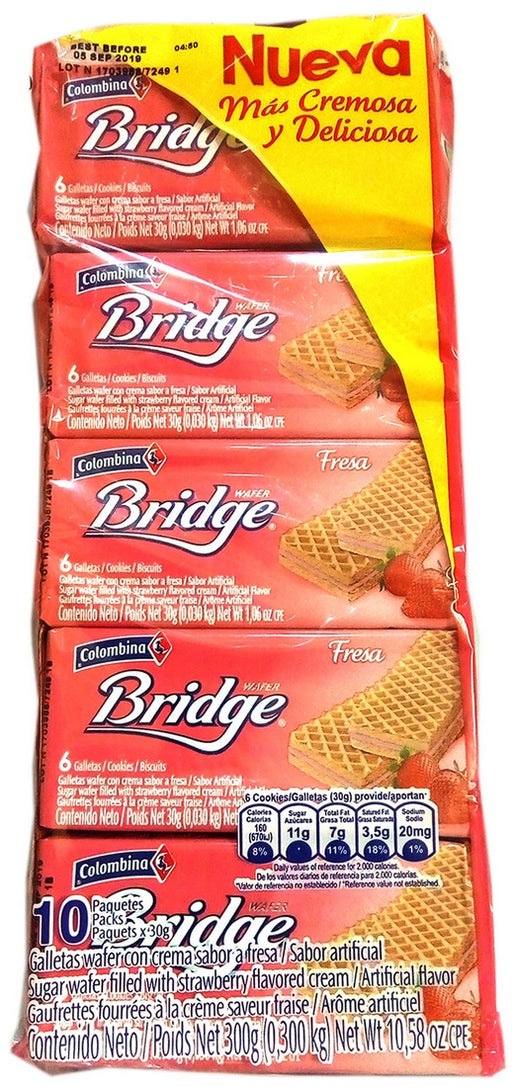 Colombina Bridge Wafer Value Pack, Strawberry, 10 x 6 ct